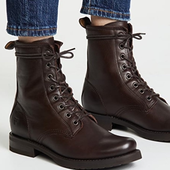 Frye Shoes - NWT Frye Veronica Combat Dark Brown Boots Size 7